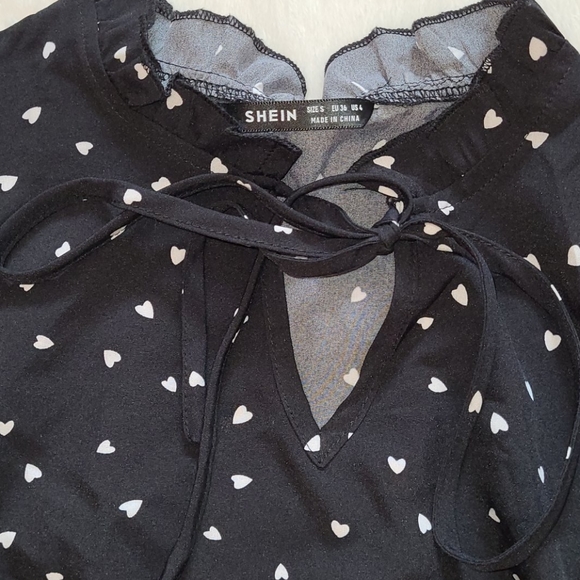 Confetti Heart Tie Neck Bodysuit Size Small - Picture 4 of 6